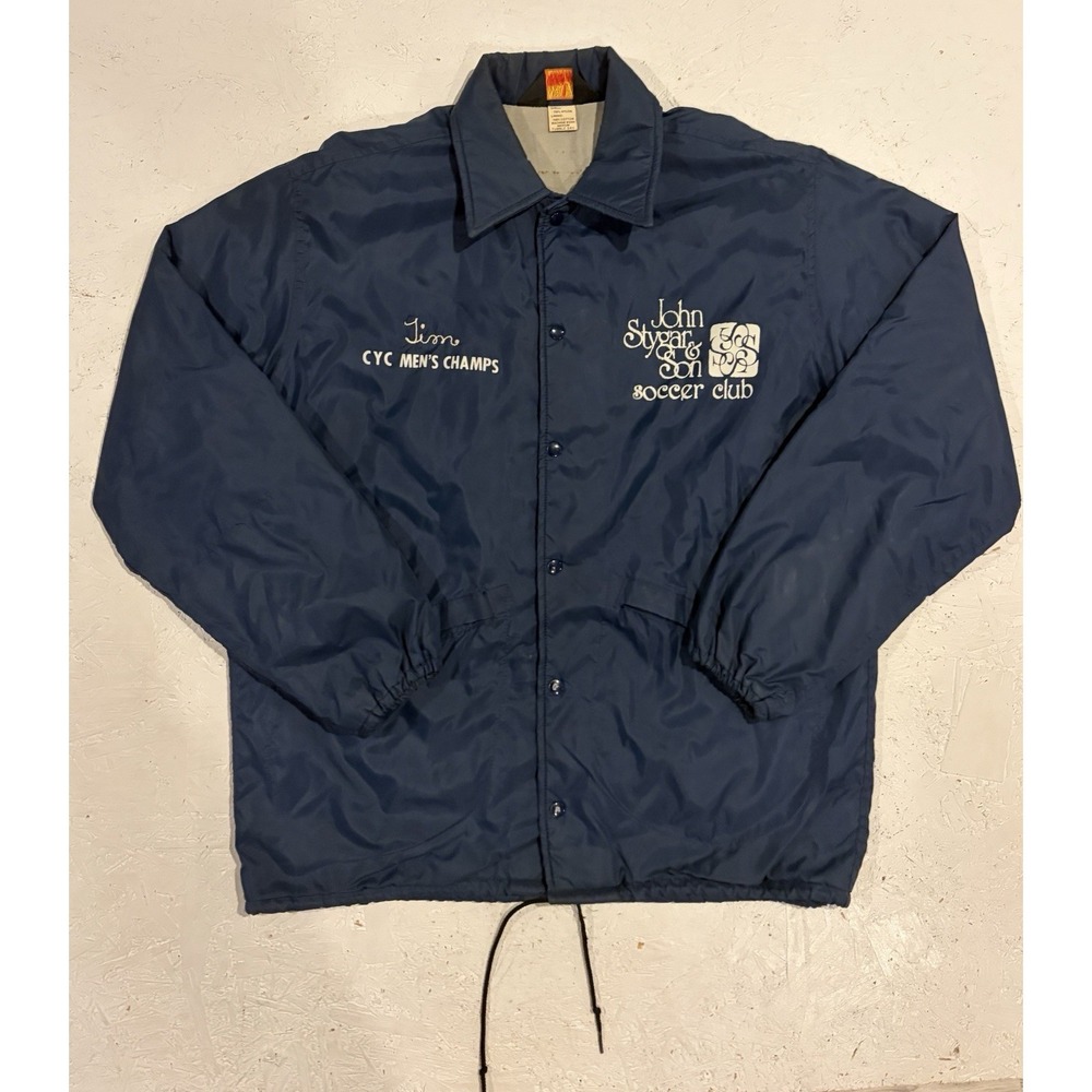True Vintage 70s Pla-Jac by Dunbrooke Blue Snap Lined Jacket Size M Soccer